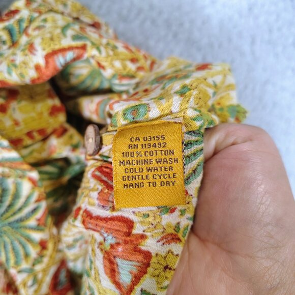 April Cornell Moth Midi Dress Women's M Yellow Multi Floral Sleeveless Peasant - Picture 4 of 9